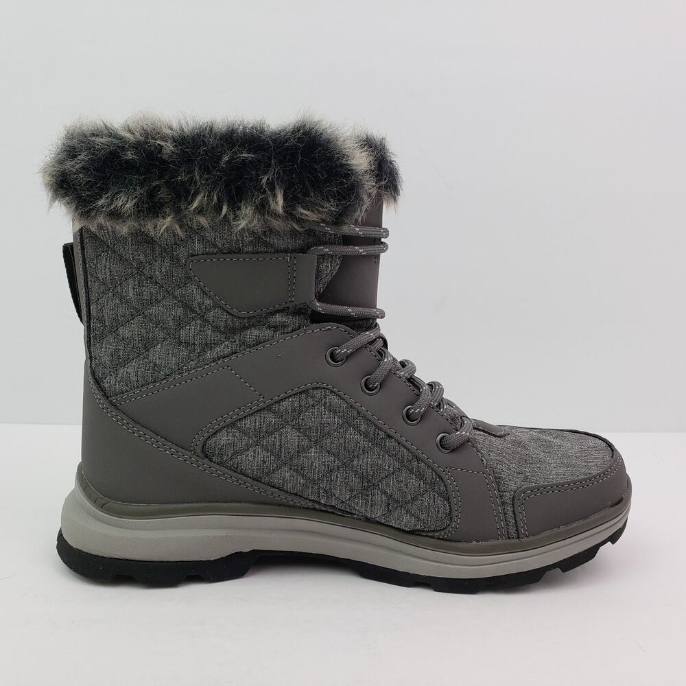 Ryka Brisk Womens Sz 7W Charcoal Grey Water Repellent Quilted Ankle Winter Boots - Picture 4 of 12